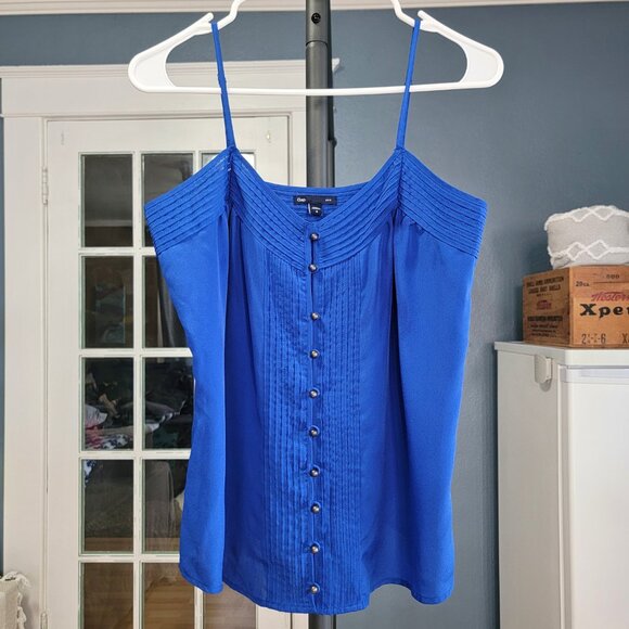 Gap Elegant Sapphire Pleated Tank Top with Button Accents | Size: Small - Picture 1 of 6